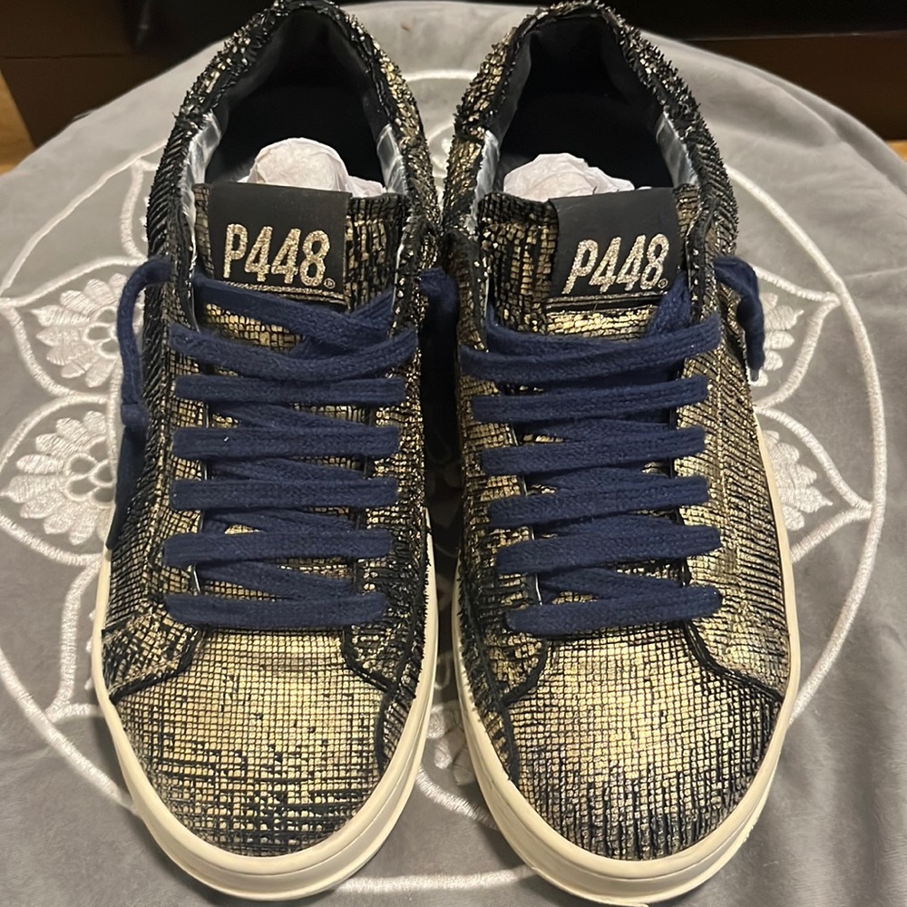Gold & Navy Blue P448 Sneakers Sz 35